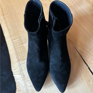 Stuart Weitzman black suede ankle boots with block heel